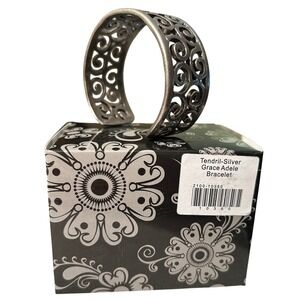 Grace Adele Tendril Silver Cuff Bracelet Heavy Flexible Filigree Vamp Romantic